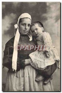 Old Postcard Folklore woman has a child of Loctudy Surroundings of Pont l'Abbe