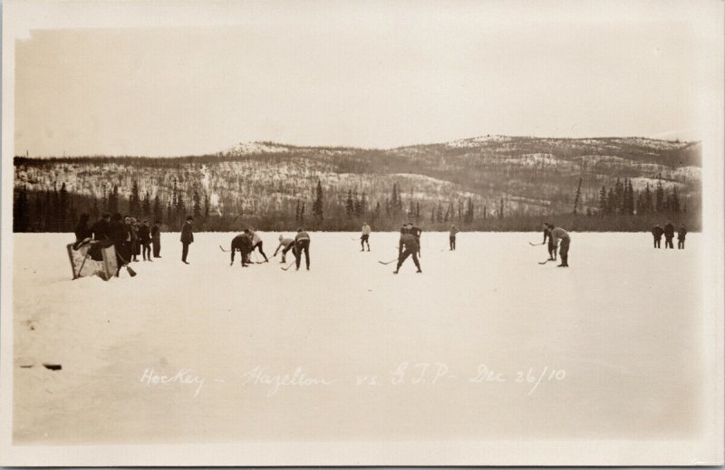 Hockey Game Hazelton BC Hazelton vs GJP Dec. 1910 Unused Real Photo Postcard E80