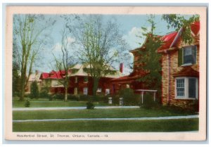 c1950's Residential Street St. Thomas Ontario Canada Vintage Unposted Postcard 