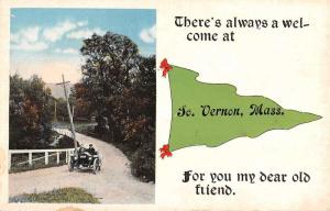 South Vernon Massachusetts Early Auto Pennant Flag Antique Postcard K83993