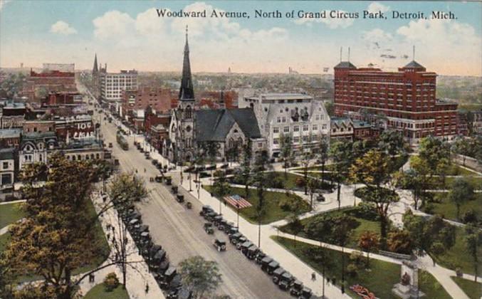 Michigan Detroit Woodward Avenue North Of Grand Circus Park 1917 Curteich