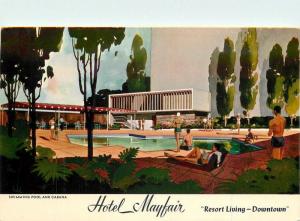 Artist impression Hotel Mayfair Pool LOS ANGELES CALIFORNIA 1950s Crocker 4344