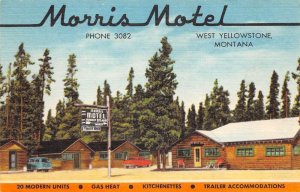 West Yellowstone Montana Morris Motel, Exterior Color Linen Vintage PC U3499