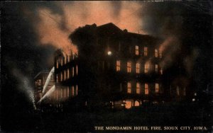 Sioux City Iowa IA Mondamin Hotel Fire Disaster 1912 Vintage Postcard