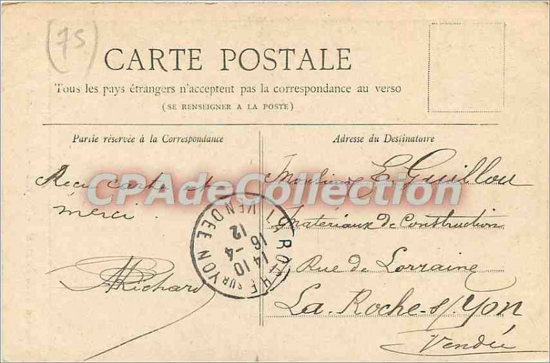 Postcard Old Paris Eglise Saint Augustine