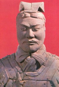 Chinese Military Officer Pottery Museum Model Statue Postcard