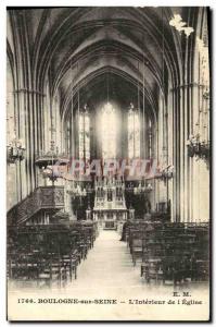 Old Postcard Boulogne sur Seine The Interior of the Church