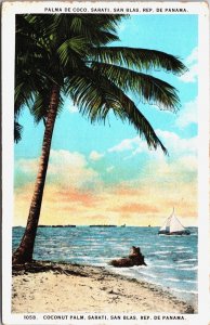 Panama Coconut Palm Sarati San Blas Panama Vintage Postcard C090