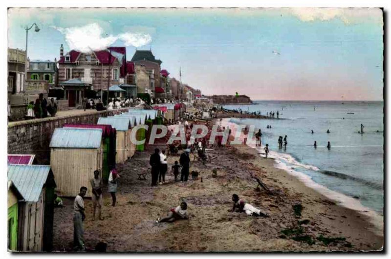 Old Postcard Calvados Beach at high tide