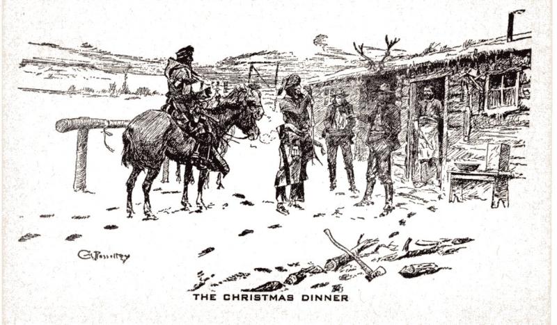 Charlie Russell, The Christmas Dinner undivided back, pre-1908