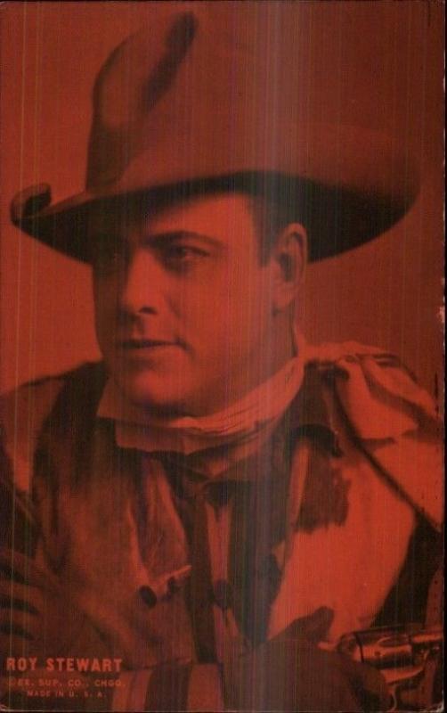 Cowboy Actor Mutoscope Exhibit Card ROY STEWART Red Tint