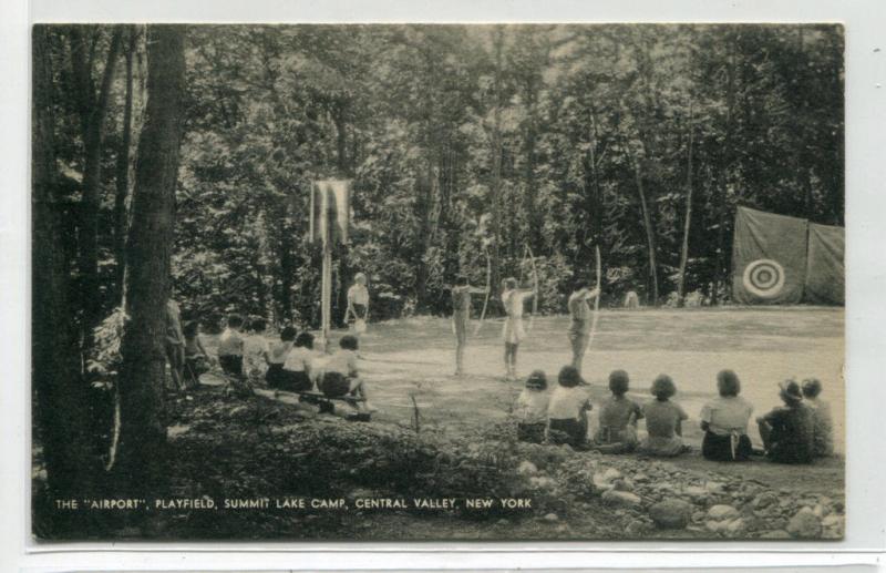 Archery Airport Playfield Summit Lake Camp Central Valley New York 1938 postcard