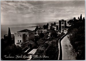 Taormina Hotel Bristol e Villa S. Pietro Italy Building Real Photo RPPC Postcard