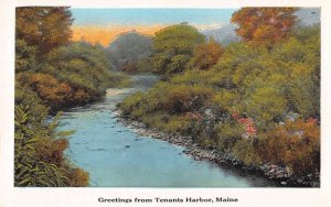 Tenants Harbor Maine Greetings River Scenic View Vintage Postcard AA21050