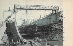 Hamilton Bermuda H.M.S. Psyche In Dock Undivided Back Vintage Postcard U5620