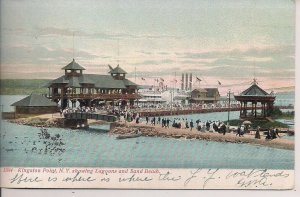 Kingston Point NY, Sand Beach, 1906, Pier, Steam Ship, Pavilions, Boat, Hudson