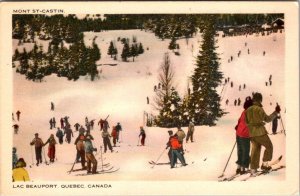 Vintage Postcard LAC BEAUPORT QUEBEC CANADA Skiing JS8