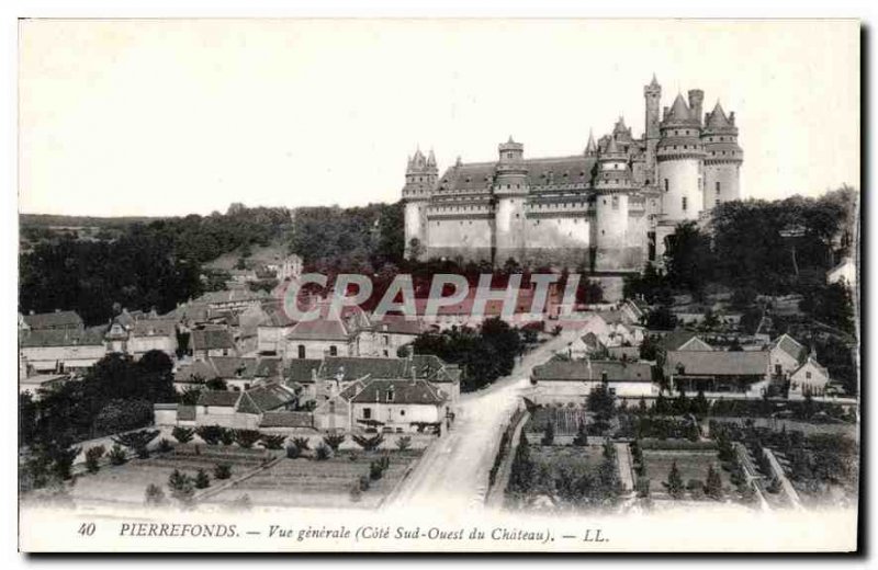 Old Postcard Pierrefonds general view south west coast of the Chateau