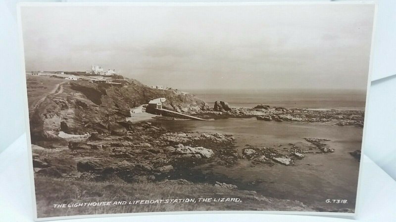 Vintage Rp Postcard The Lighthouse and Lifeboat Station The Lizard Cornwall Rppc