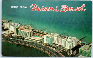 Postcard - Airview of the fabulous hotels along Miami Beach, Florida