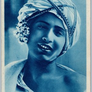 c1930s Libya Indigineous Beauty Model Sexy Woman Lady Girl Arab Cyanotype A191