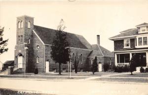 Sumner Iowa~Catholic Church~House Next Door~1940s Real Photo Postcard H-322