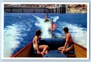 c1950 Union Pacific Lake Mead Water Sports Hoover Dam Las Vegas Nevada Postcard