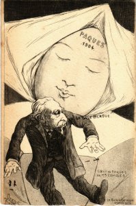 PC CPA FRENCH PROPAGANDA, SATIRE, WW1, PAQUES DE MR COMBES, (b16822)