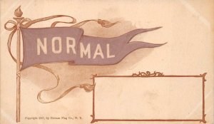 NORMAL ILLINOIS BANNER UNIVERSITY SCHOOL FLAG EMBOSSED POSTCARD (1907)