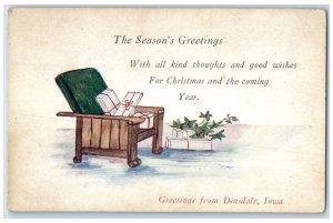 1920 Greetings From DInsdale Christmas Season Gift Iowa Correspondence Postcard