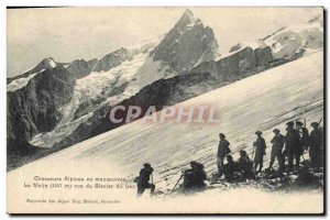 Old Postcard Militaria Alpine Hunters maneuvers Meije view of Lake glacier