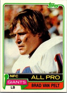 1981 Topps Football Card Brad Van Pelt New York Giants sk10289