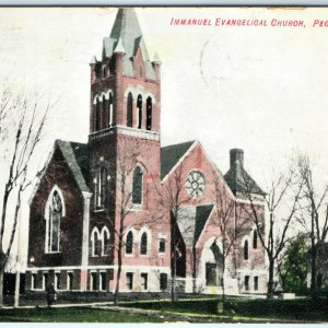 1909 Peotone, IL Immanuel Evangelical Church Litho Photo Postcard Hand Color A17