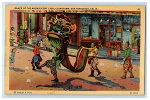 c1940s Dance of the Lion, Chinatown San Francisco California Postcard 