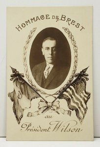 Brest's Tribute to President Wilson 1918 France & USA Postcard I19