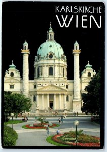 Postcard - St. Charle's Church By Night - Vienna, Austria