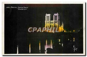 Old Postcard Notre Dame Paris Night view