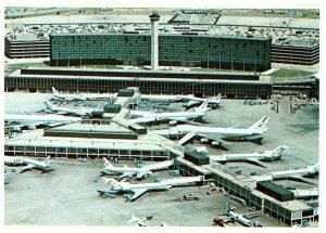 Aerial View Chicago O'Hare International Airport Airlines Vintage Postcard