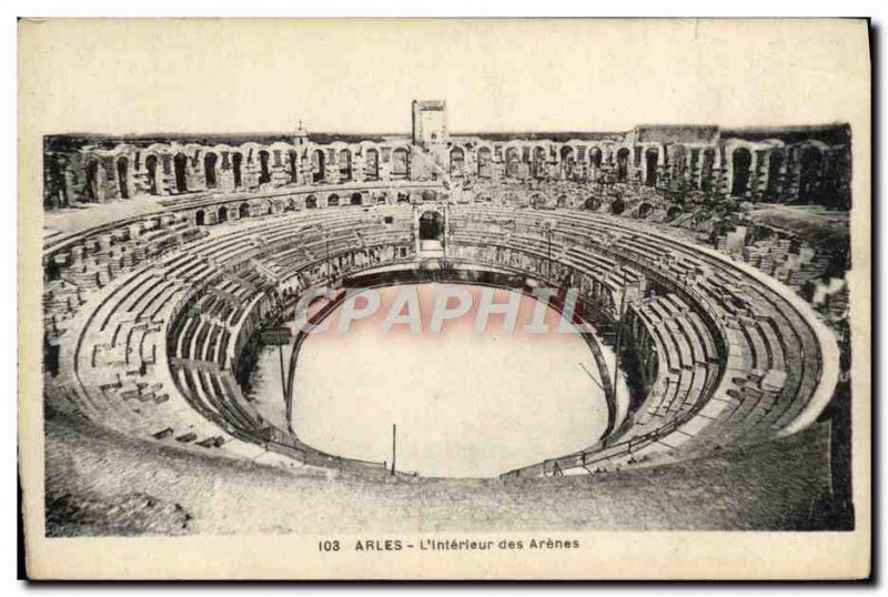 Old Postcard Arles L & # 39Interieur des Arenes