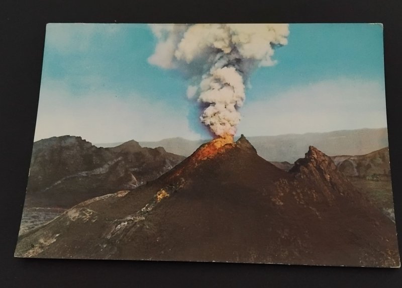 MOUNT VESUVIUS with steam cloud colour postcard