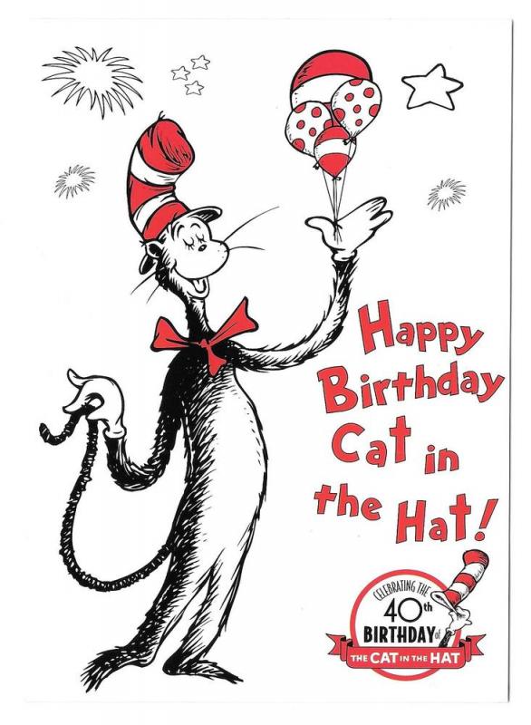 Modern Advertising Postcard Cat in The Hat 40th Birthday