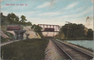 Postcard Railroad + Bridge Split Rock La Salle IL