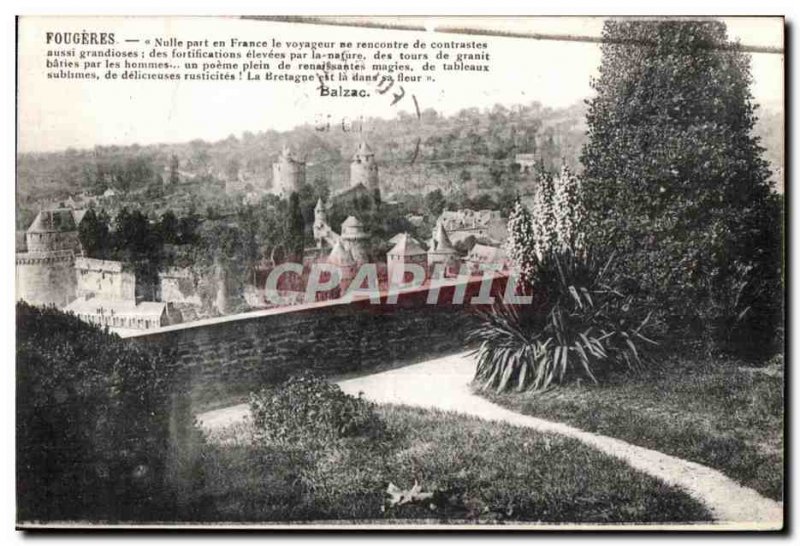 Old Postcard the castle Fougeres