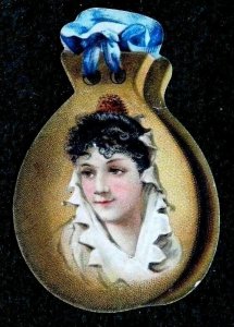 Victorian Die-Cut Kinney Bros Cigarettes Castanets Trade Card Pretty Lady F40