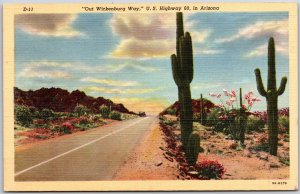 Out Wickenburg Way US Highway 60 Arizona Splendid Modern Highways Postcard