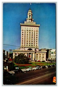Vintage 1956 Postcard Antique Cars in front of City Hall of Oakland California