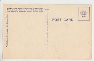 P2805, vintage postcard wacker dr & chicago river birds eye view, illinois