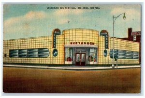 1947 Greyhounds Bus Terminal Exterior Building Billings Montana Vintage Postcard