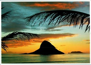 Chinamans Hat at Sunrise in Oahu Hawaii Postcard