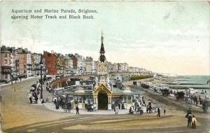 Vintage Postcard Aquarium and Motor Parade Showing Black Rock Brighton England